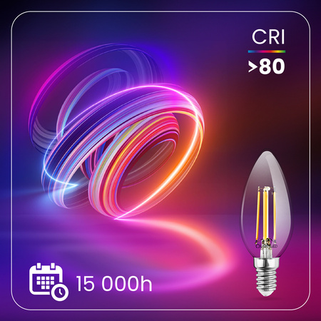 6x Žárovka LED Svíčka B35, E14 7W = 60W 806lm 4000K neutrální bílá 360° Filament LUMILED