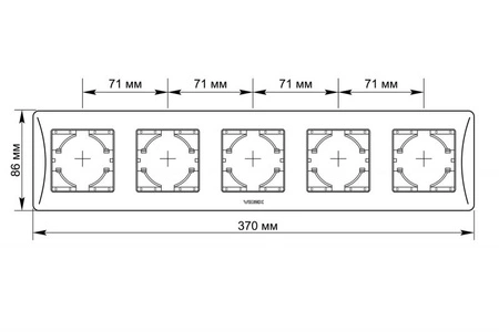 Horizontální rámeček pro zásuvky Pětinásobná povrchová montáž BINERA VIDEX, bílá