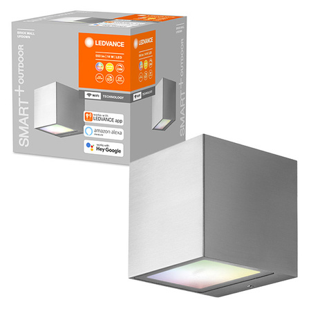 Inteligentní fasádní nástěnné svítidlo LEDVANCE WIFI SMART+ BRICK WALL SILVER GRY 14W 550 lm LEDVANCE