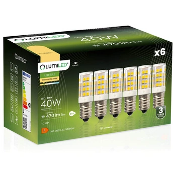 6x Žárovka LED lednička T25, E14 5W = 40W 470lm 3000K Teplá bílá 320° LUMILED