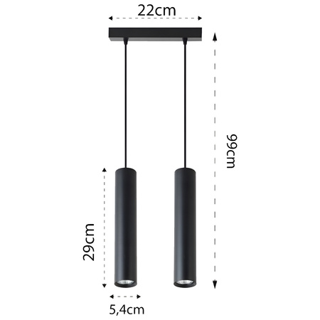 KEON Stropní závěsné svítidlo 2xGU10 Nastavitelná trubice černá MASTERLED