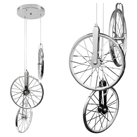 Ikonická závěsná LED STROPNÍ LAMPA 3x BICYKL 33W 3000K chrom GOLDLUX (Polux)