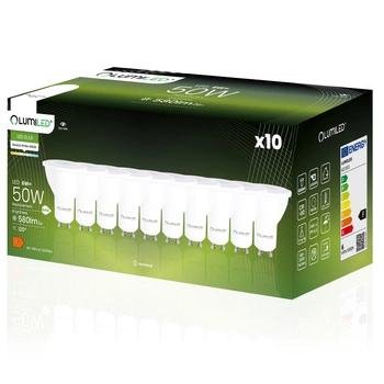10x Žárovka LED GU10, 6W = 50W 580lm 4000K Neutrální bílá 120° LUMILED