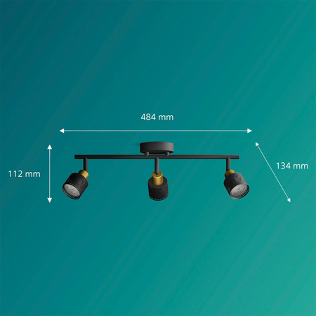 Reflektorové stropní svítidlo 3x GU10 černá-měděná Niall Philips