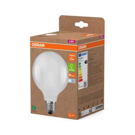 LED žárovka G95 Sphere E27 5W = 75W 1055lm 4000K Neutrální 330° vlákno CLASSIC ENERGETICKÁ ÚSPORNOST Osram