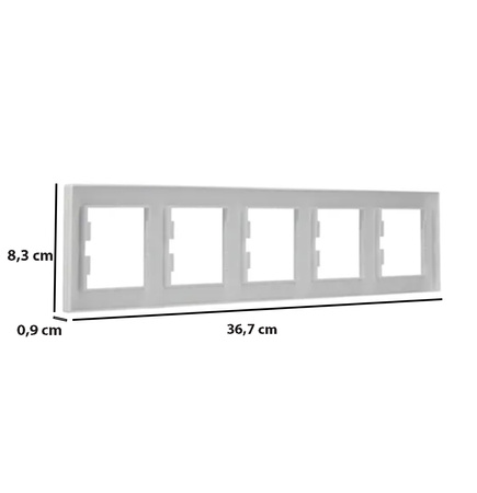 5násobný horizontální rám pro pětinásobnou bílou Asphora zásuvku