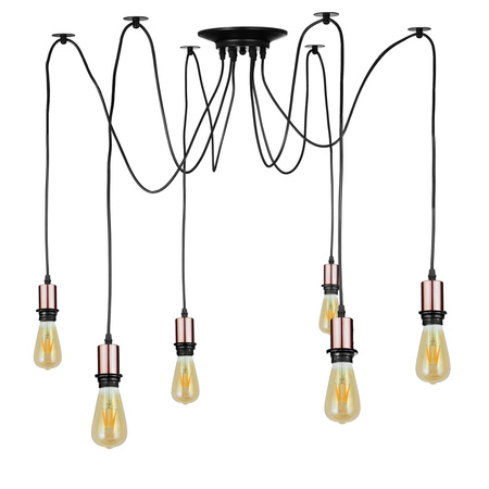 Závěsné stropní svítidlo SPIDER. 6 ramen ROSE GOLD. svítidla se stínidlem 6x E27. industriální styl Loft