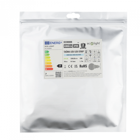 LED pásek COB 7W/m 630lm/m 320LED/m 24V 4000K neutrální bílá IP20 role 5m Ecolight