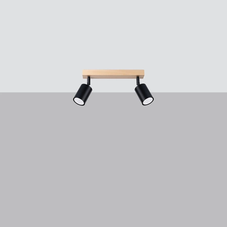 VERDO 2 2xGU10 Černé dřevěné moderní stropní svítidlo SOLLUX