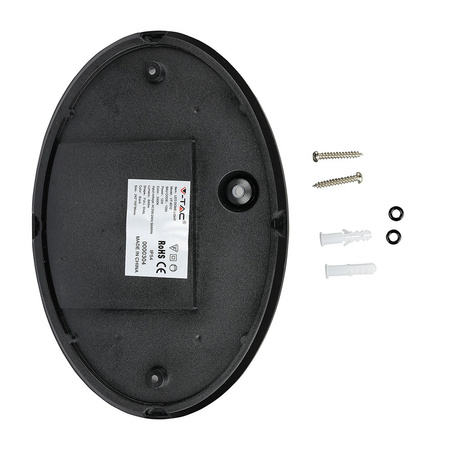 Stropní svítidlo LED Plafond 12W 6400K 840lm IP54 Oval Black VT-8010 V-TAC