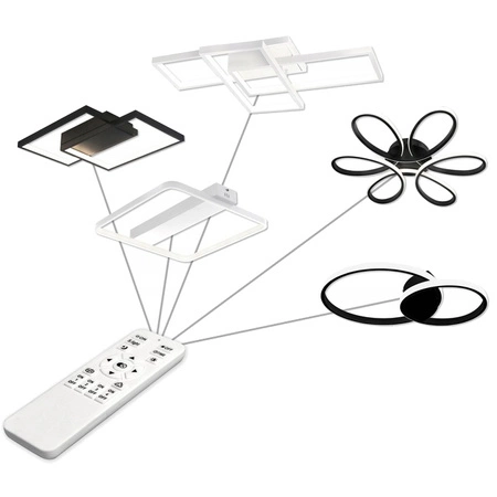Geometrické stropní svítidlo PLAFON LED lustr 130W 3000K-6500K bílá + dálkový ovladač