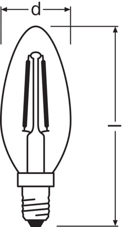 LED žárovka B35 E14 2,5W = 25W 250lm 2700K Warm 300° Filament Value Class Ledvance