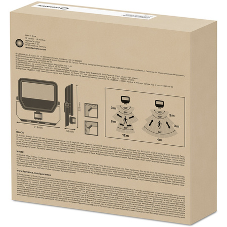 LED reflektor 50W 5500lm 3000K IP65 černý se senzorem pohybu a soumraku LEDVANCE Floodlight