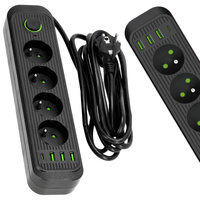 Prodlužovací kabel CONNECTO 4x230V 3m 4GN Zemní jistič 4xUSB černý Kobi