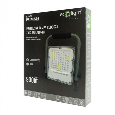 LED reflektor Halogenový akumulátor 30W 5000K 900lm IP65 Ecolight