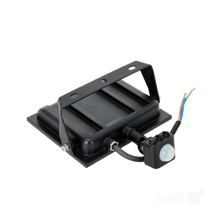 Venkovní LED reflektor Zahrada 50W 4270lm 4000K Neutrální 120° se senzorem pohybu IP44 IK05 Černá MHC Kobi