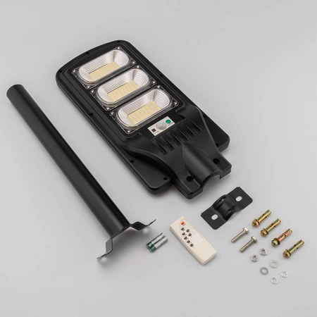 LED solární pouliční lampa 1200W 6500K Lucerna s držákem a dálkovým ovládáním