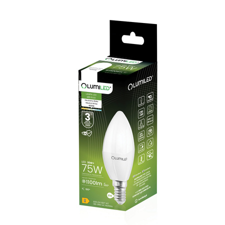 6x LED E14 CANDLE 10W = 75W 4000K neutrální bílá CCD LUMILED žárovka