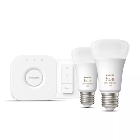 2PAK LED žárovka E27 A60 9W CCT RGB PHILIPS HUE White & COLOR Ambiance Bluetooth Zigbee + Hue Bridge + stmívač