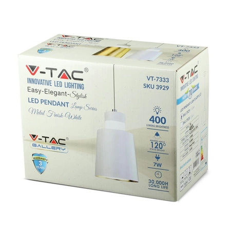 Závěsná lampa 7W 3000K LED bílá ZÁVĚSNÁ SVĚTLA VT-7333 V-TAC