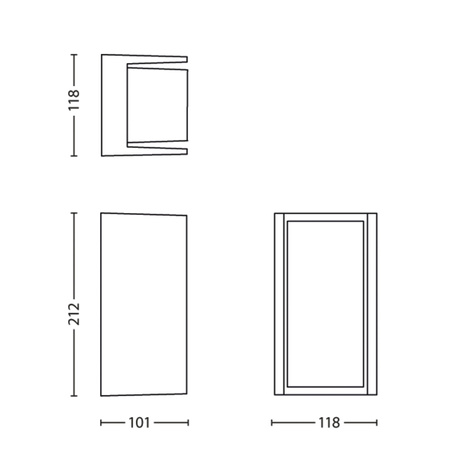 Zahradní lampa LED nástěnná lampa BRIDGE myGarden E27 IP44 s pohybovým senzorem obdélníková antracitová PHILIPS