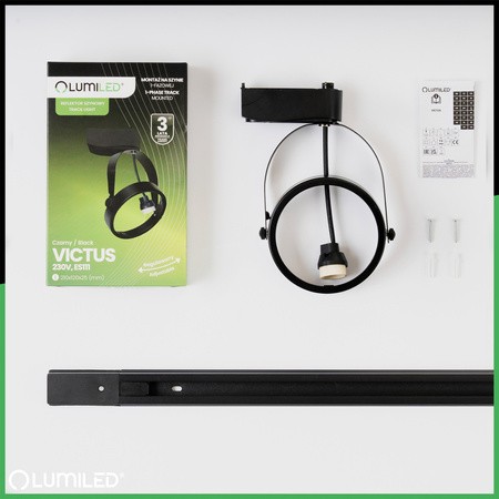 Osvětlovací lišta 1.5m + 3x reflektor lištový, GU10 AR111 Černá VICTUS LUMILED