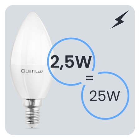 6x Žárovka LED Svíčka B35, E14 2.5W = 25W 249lm 4000K neutrální bílá 180° LUMILED