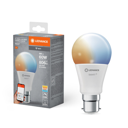 B22d A60 LED žárovka 9W 806lm 220° SMART+ WiFi CCT Stmívatelné Classic LEDVANCE
