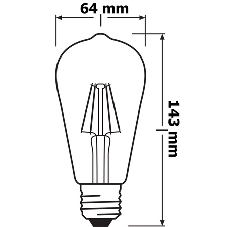 LED žárovka E27 ST64 6,5W = 60W 806lm 2700K teplá bílá 300° Filament OSRAM