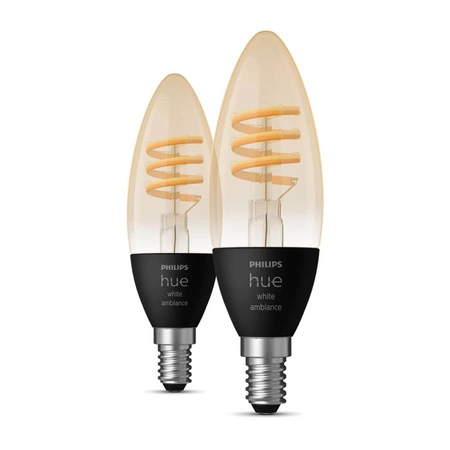 2PAK LED žárovka svíčka E14 B40 4,6W CCT PHILIPS HUE White & Ambiance Filament Bluetooth Zigbee