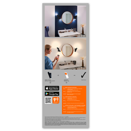 Chytré nástěnné svítidlo SMART + WIFI 12W ORBIS WALL CROSS BLACK LEDVANCE