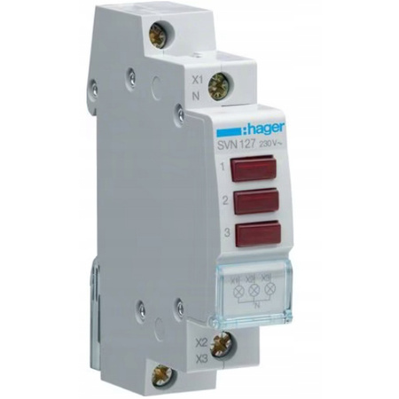LED kontrolka 3x červená 230V AC HAGER
