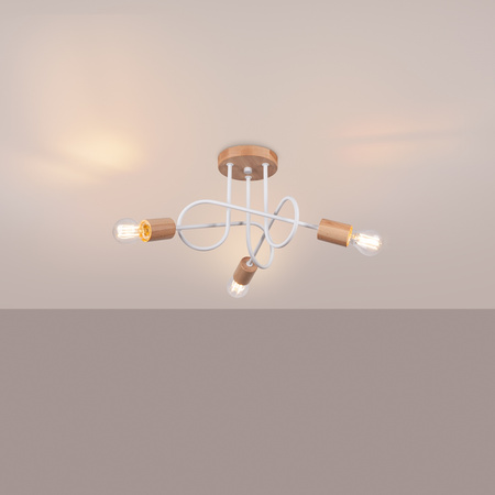 Stropní svítidlo Lustr Spider Pendant 3x E27 Přírodní dřevo White Ember Peach Puff SL.1474 Sollux