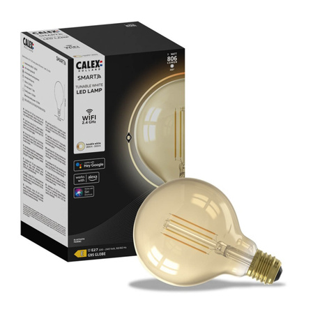 Dekorativní LED žárovka E27 G95 SMART WiFi 7W 806lm TUYA Filament CALEX Globe Gold