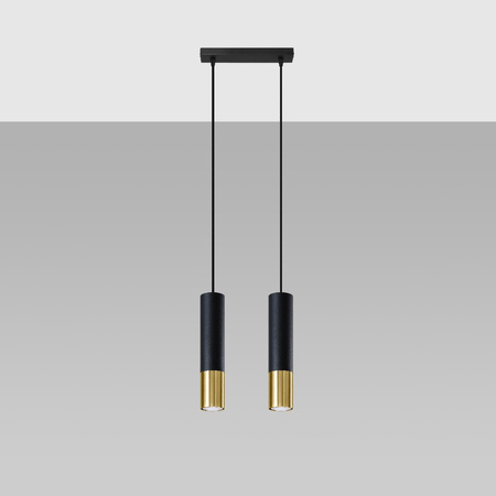 LED závěsné stropní svítidlo LOOPEZ 2xGU10 Black Gold SOLLUX