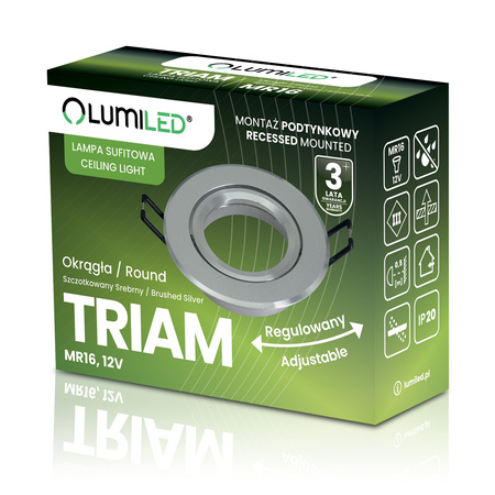 Halogenové stropní svítidlo pod omítku Kulaté pohyblivé svítidlo GU10 MR16 Silver TRIAM LUMILED