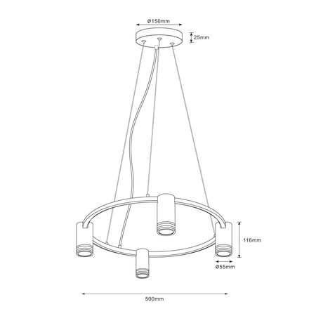 Stropní závěsné svítidlo 4x GU10 černé ROMA Sanico Goldlux