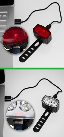 Zadní svítilna na kolo červená USB-C 6 režimů IP66 POWERFUL VAYOX