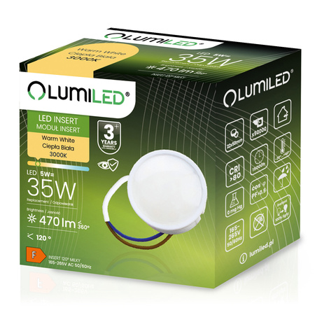 10x LED Modul INSERT 5W, 470lm 120° 3000K Teplá bílá LUMILED