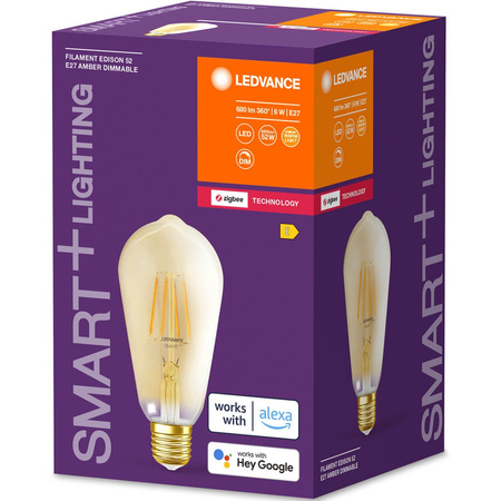 LED žárovka E27 ST64 6W 680lm 2400K Teplá bílá Filament LEDVANCE SMART+ ZigBee Dimmable