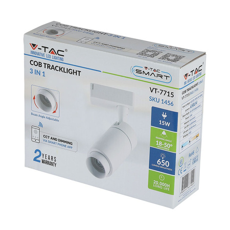 LED 15W CCT SMART Reflector Rail Luminaire White VT-7715 V-TAC