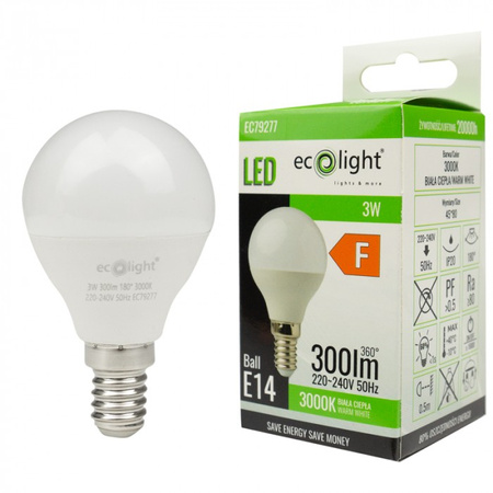 LED žárovka P45 E14 3W 270lm 3000K teplá bílá Ecolight