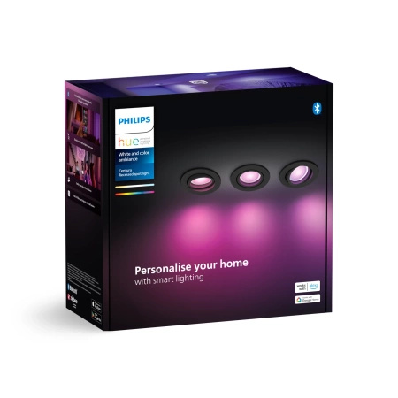 3x LED svítidlo pro zapuštěnou montáž 4,2 W 400 lm IP20 Bílá a Color Ambiance RGB + TW Black Smart SMART Zigbee Bluetooth Centura Philips HUE