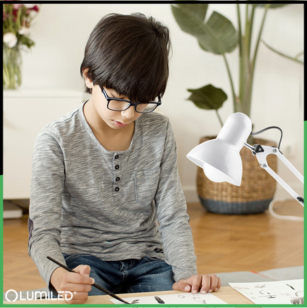 Stolní lampa E27, Bílá + držák na stůl TOBI LUMILED