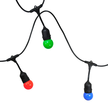 Venkovní zahradní girlanda světelný řetěz PARTY 5.6m 10xE27 barevný RGB 6W GOLDLUX (Polux)