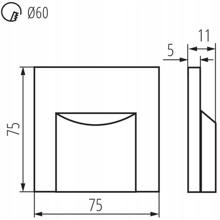 Schodišťové světlo LED 0,8W 15lm 3000K teplá bílá Square Black Erinus Kanlux