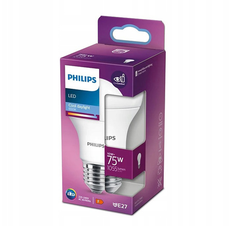 LED žárovka E27 A60 10W = 75W 1055lm 6500K Studená bílá 200° PHILIPS
