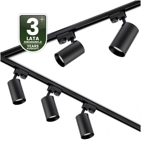 Osvětlovací lišta 3m + 5x reflektor lištový, GU10 Černá SAGI + Spojka L LUMILED