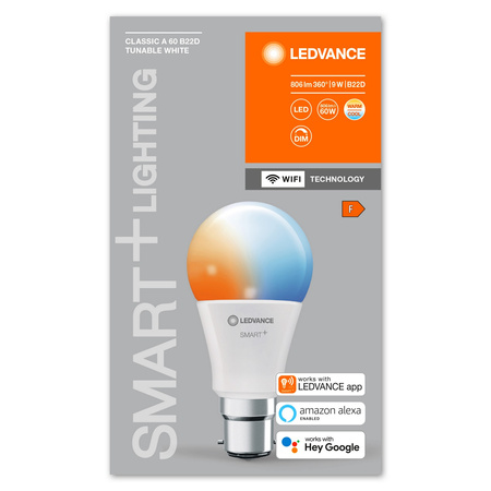 LED žárovka B22d A60 9W 806lm SMART+ WiFi CCT Stmívatelné Classic LEDVANCE