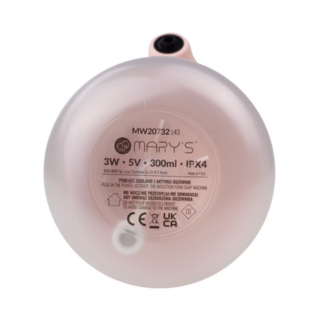 Bezdotykový dávkovač dětského mýdla růžový USB dobíjecí 1200mAh MARY'S SLONK